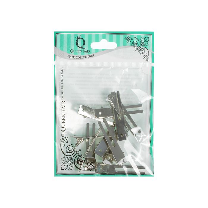 Зажим для волос, металлический, 4,5(±0,5)см, 12шт, цвет серебристый