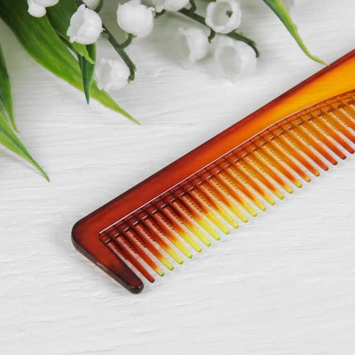 Расчёска двухсторонняя, с металлическими зубчиками, цвет янтарный