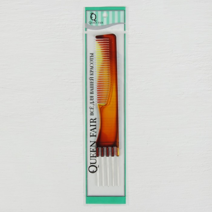 Расчёска двухсторонняя, с металлическими зубчиками, цвет янтарный
