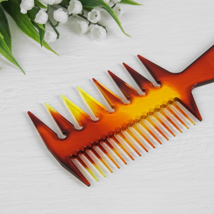 Расчёска трёхсторонняя, цвет янтарный