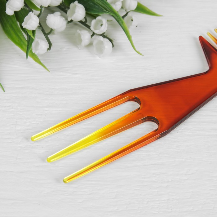 Расчёска трёхсторонняя, цвет янтарный