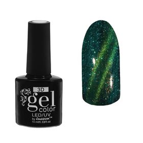 

Гель-лак для ногтей 3D, с блёстками, трёхфазный LED/UV, под магнит, 10мл, цвет 33-075 зелёно-золотой