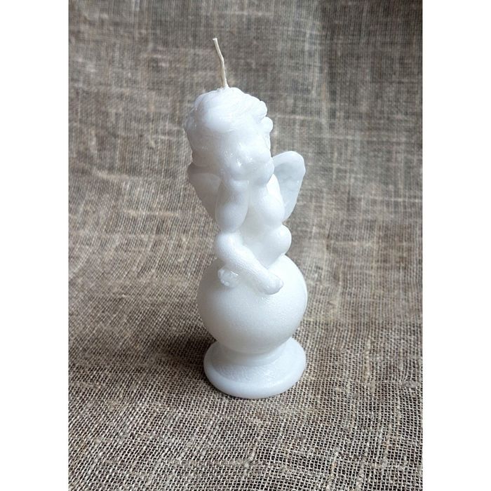 Свеча "Ручная работа" "Ангел на шаре малый" 11*4 белый