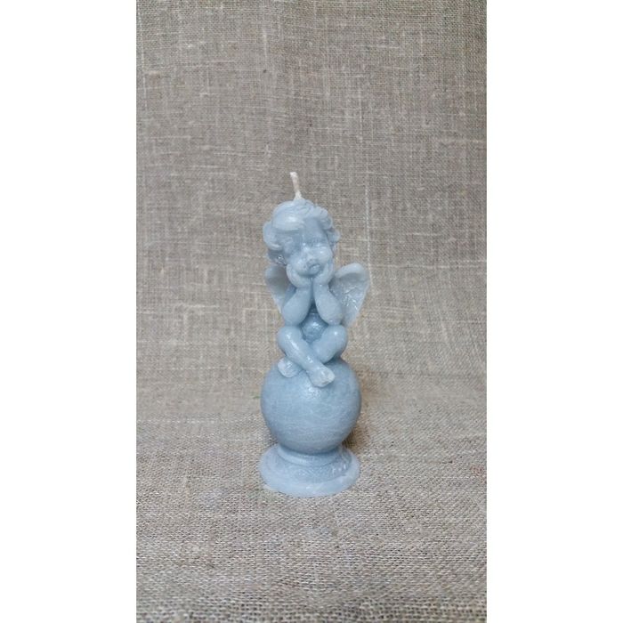 Свеча "Ручная работа" "Ангел на шаре малый" 11*4 голубой