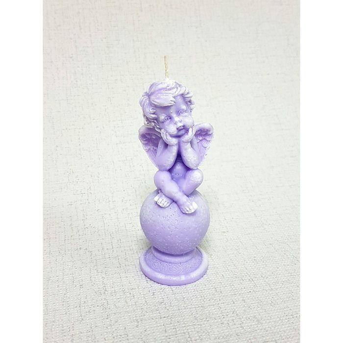 Свеча "Ручная работа" "Ангел на шаре малый" 11*4 сиреневый