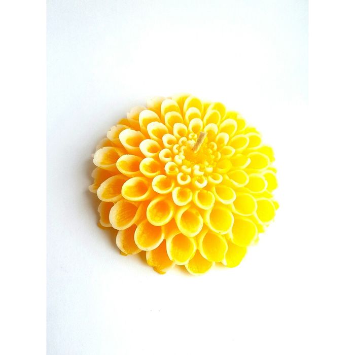 Свеча "Ручная работа" Георгин желтый с белым 9*2,5