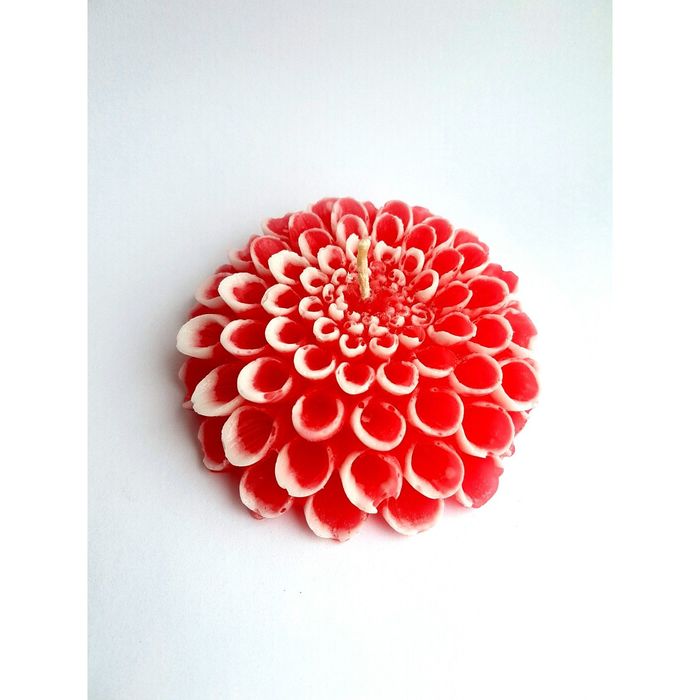 Свеча "Ручная работа" Георгин красный с белым 9*2,5