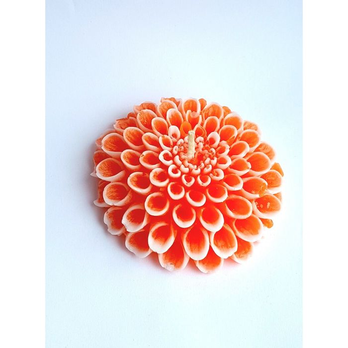 Свеча "Ручная работа" Георгин оранжевый с белым 9*2,5