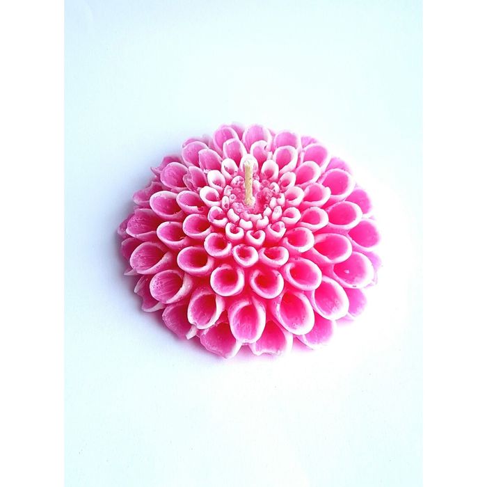 Свеча "Ручная работа" Георгин розовый с белым 9*2,5