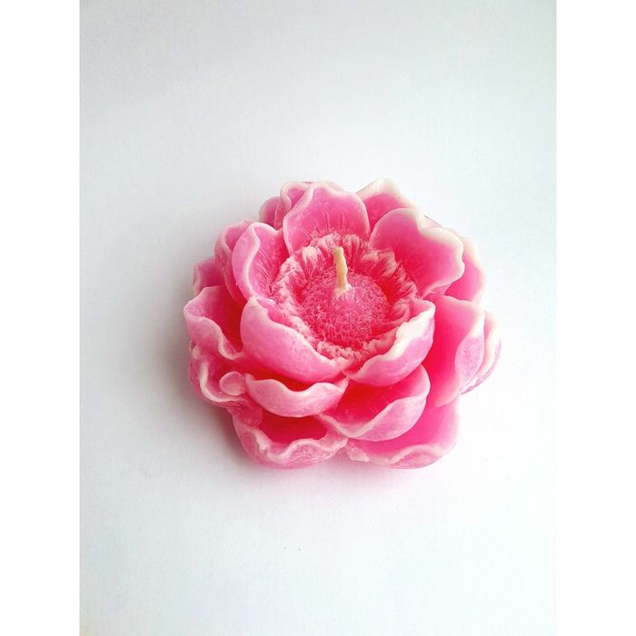 Свеча "Ручная работа" Магнолия розовая с белым 9*4