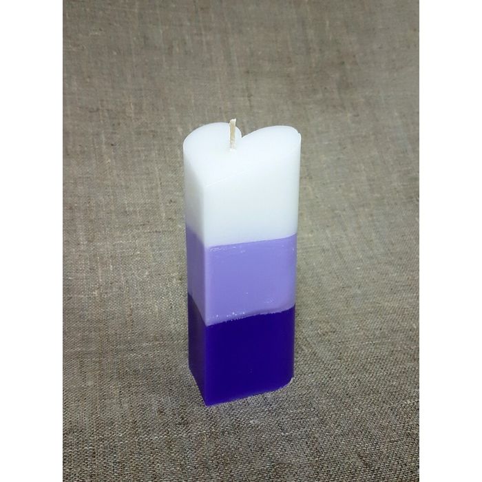 Свеча "Ручная работа" пирамида "Сердце" 68*150 полоска фиолетовая