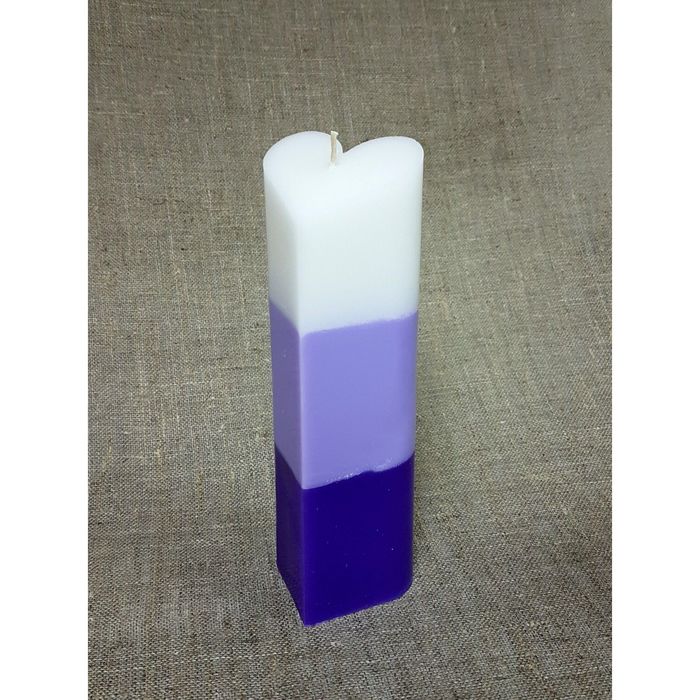 Свеча "Ручная работа" пирамида "Сердце" 68*205 полоска фиолетовая