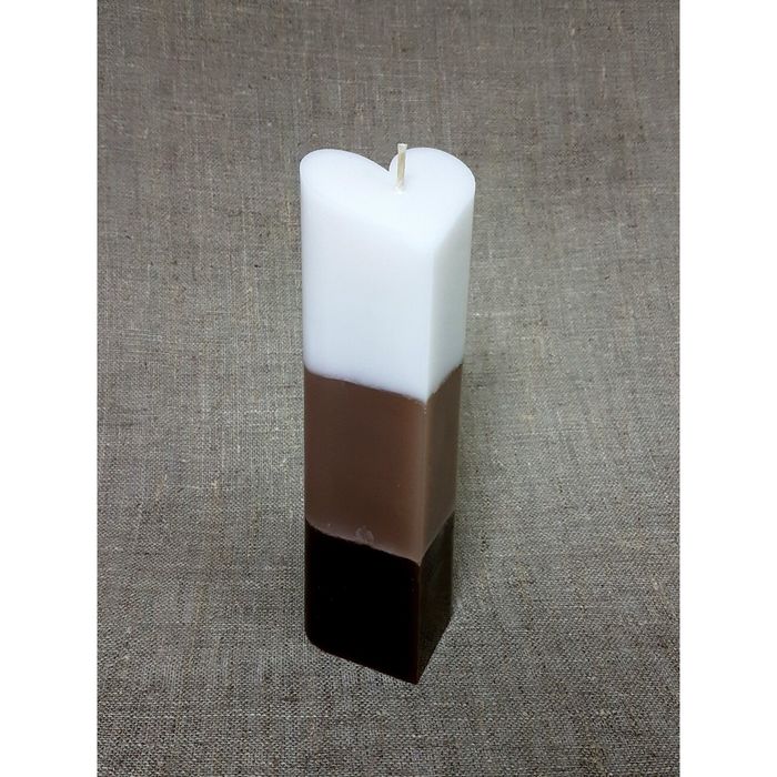 Свеча "Ручная работа" пирамида "Сердце" 68*205 полоска шоколадная