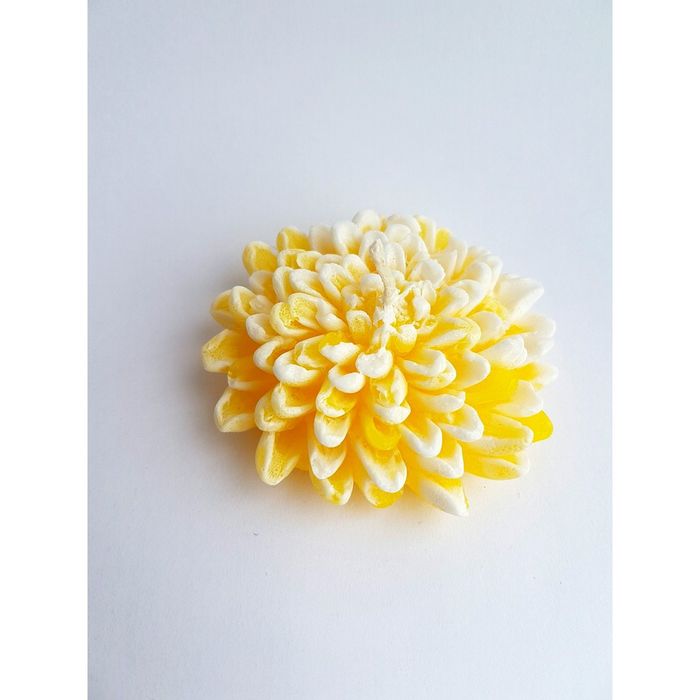 Свеча "Ручная работа" Хризантема желтая с белым 7*2,7