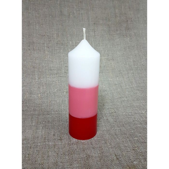 Свеча "Ручная работа" цилиндр 50*155в полоска красная