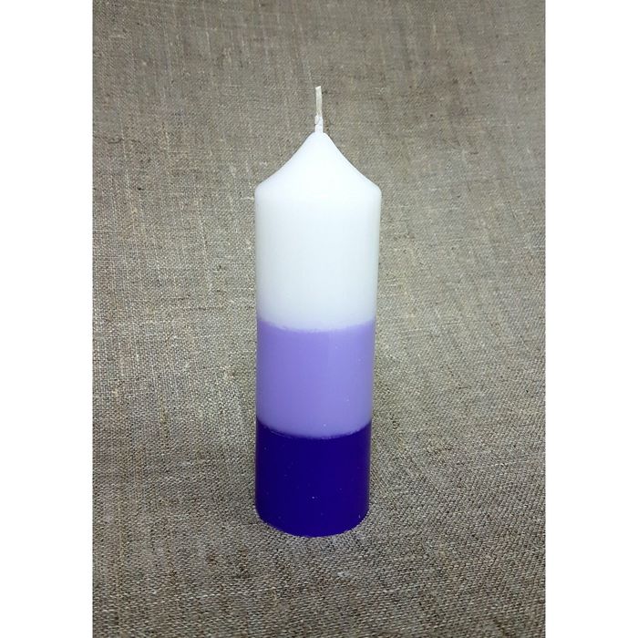Свеча "Ручная работа" цилиндр 50*155в полоска фиолетовая