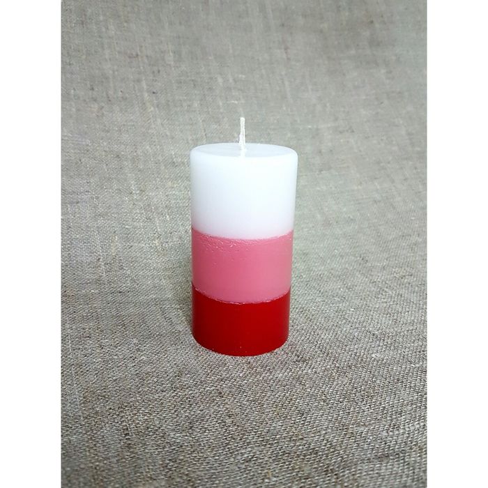 Свеча "Ручная работа" цилиндр 52*95 полоска красный