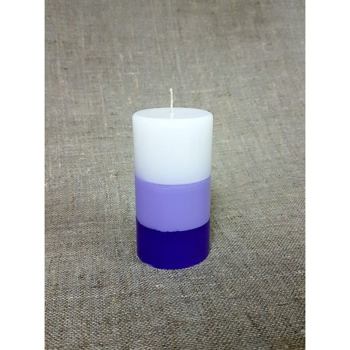 Свеча "Ручная работа" цилиндр 52*95 полоска фиолетовая