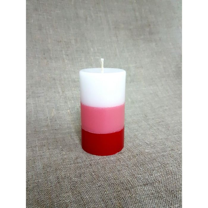 Свеча "Ручная работа" цилиндр 60*100 полоска красный