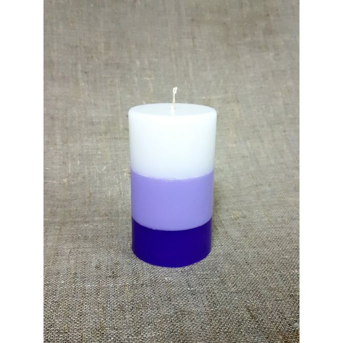 Свеча "Ручная работа" цилиндр 60*100 полоска фиолетовая