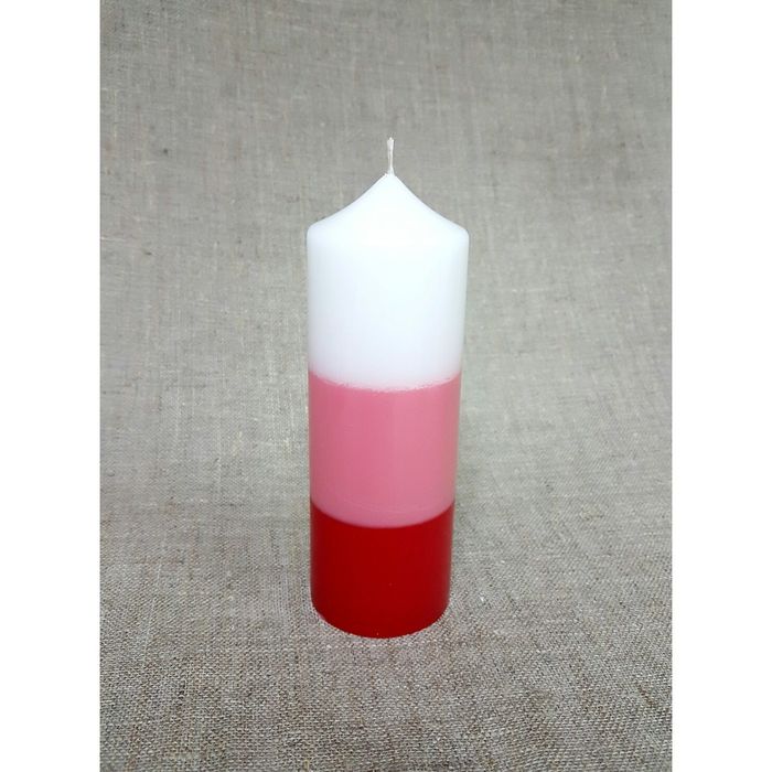 Свеча "Ручная работа" цилиндр 60*170в полоска красный