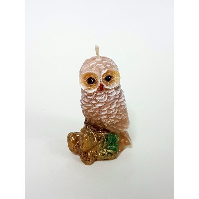 Свеча "Ручная работа" "Сова на ветке" 8*5,5см бежевая