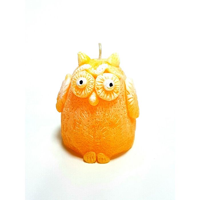 Свеча "Ручная работа" "Сова" 8,5 см. желтая с белым