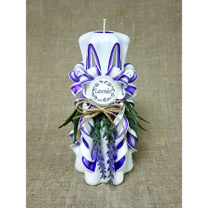 Свеча "Ручная работа" резная 19см "С Лавандой"