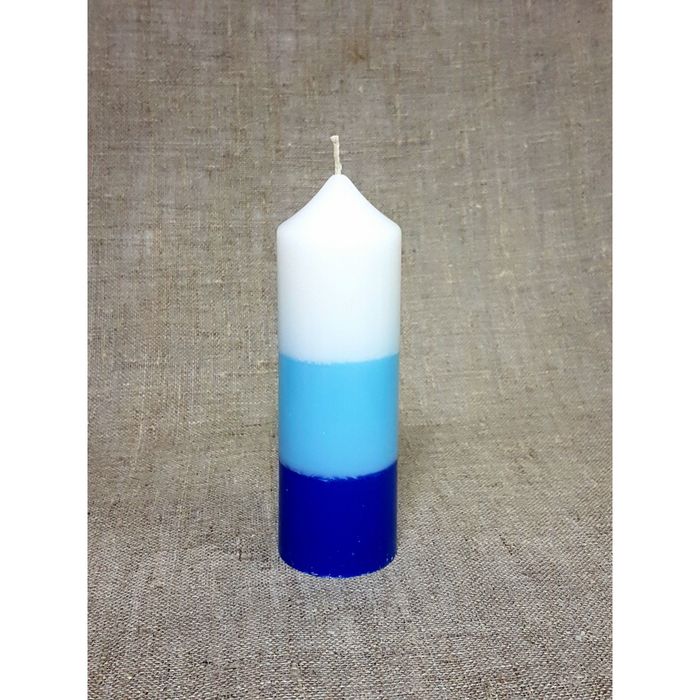 Свеча "Ручная работа" цилиндр 50*155в полоска синяя