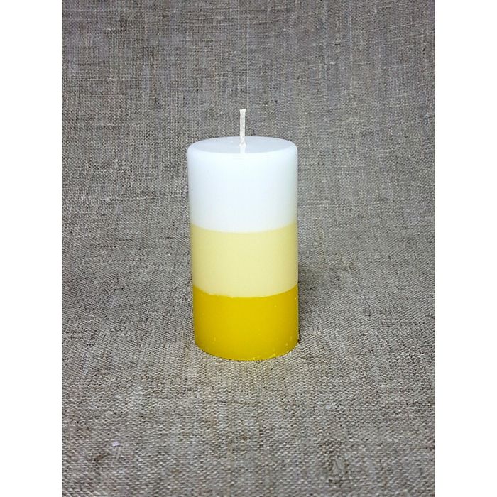 Свеча "Ручная работа" цилиндр 52*95 полоска желтая