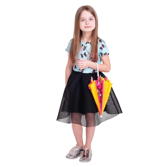 Зонт детский механический "Любимая дочка. Клубничка", r=26см, цвет жёлтый/розовый