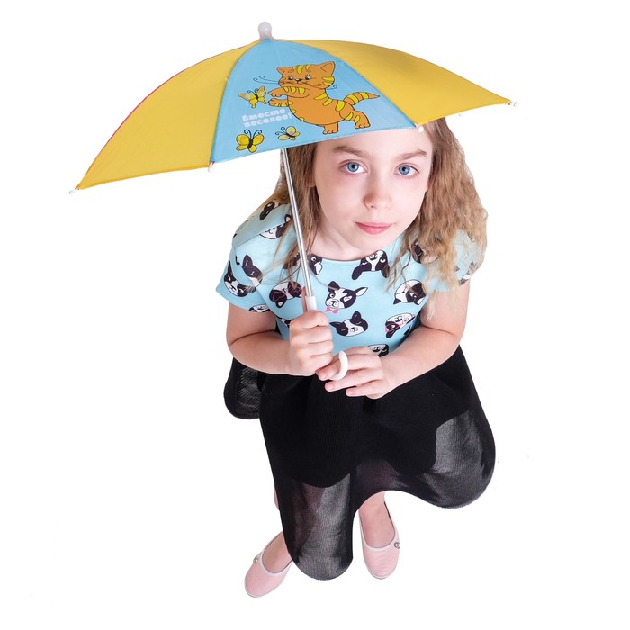 Зонт детский "Вместе веселее", механический, r=26см, цвет жёлтый/голубой/розовый