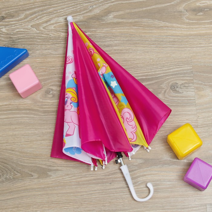 Зонт детский механический "Любимая дочка", r=35см, цвет розовый/жёлтый