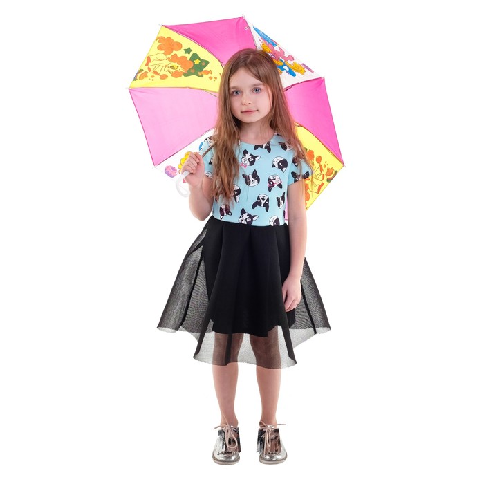 Зонт детский механический "Любимая дочка", r=35см, цвет розовый/жёлтый