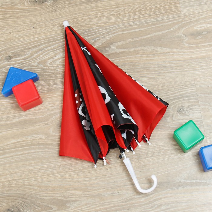 Зонт детский полуавтоматический "Настоящий пират ", r=35см, цвет красный/чёрный