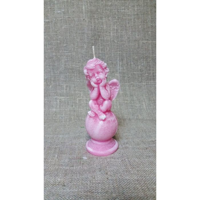 Свеча "Ручная работа" "Ангел на шаре малый" 11*4 розовый