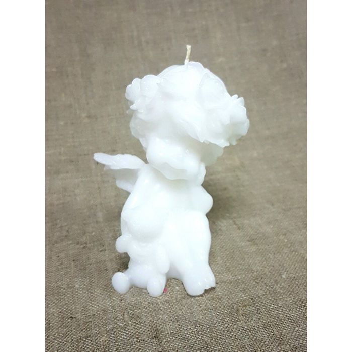 Свеча "Ручная работа" "Ангел с медвежонком" 13*8 белый