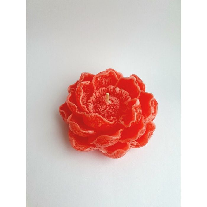 Свеча "Ручная работа" Магнолия красная с белым 9*4