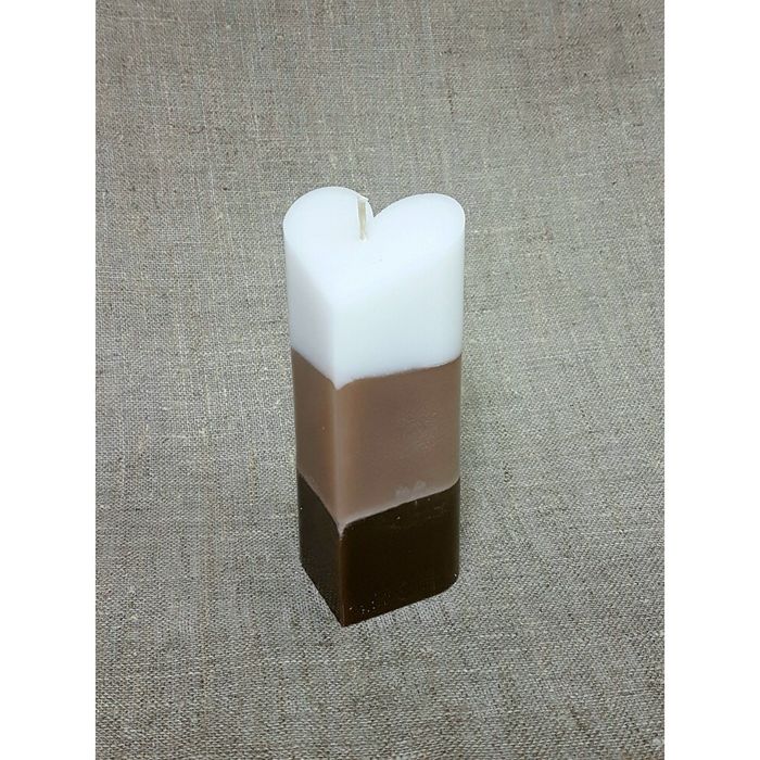 Свеча "Ручная работа" пирамида "Сердце" 68*150 полоска шоколадная