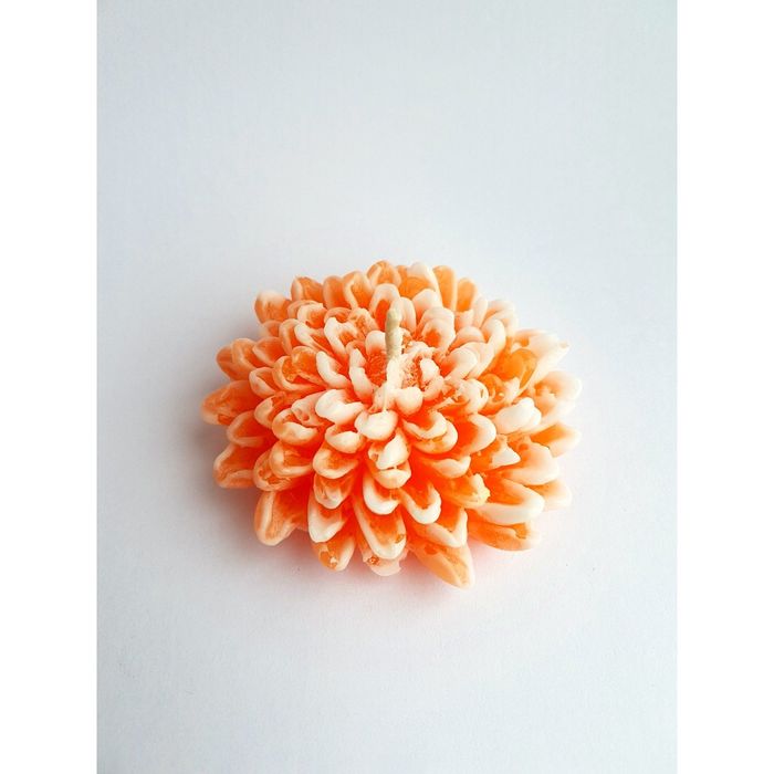 Свеча "Ручная работа" Хризантема оранжевая с белым 7*2,7