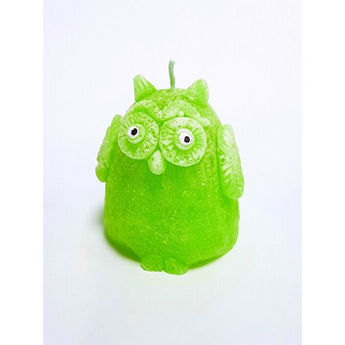 Свеча "Ручная работа" "Сова" 8,5 см. яблочная с белым