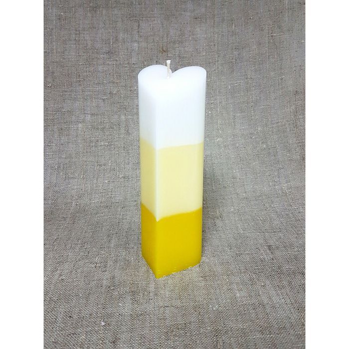 Свеча "Ручная работа" пирамида "Сердце" 68*205 полоска желтая