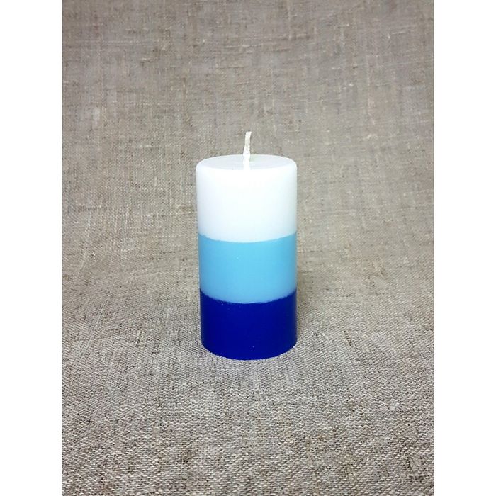 Свеча "Ручная работа" цилиндр 52*95 полоска синяя