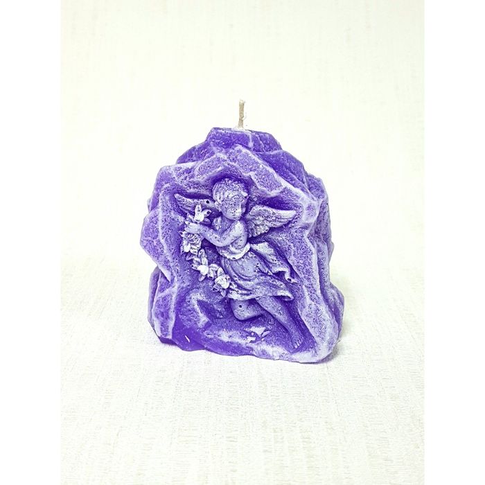Свеча "Ручная работа" "Ангел в камне" 7,5*6,5*3 фиолетовый