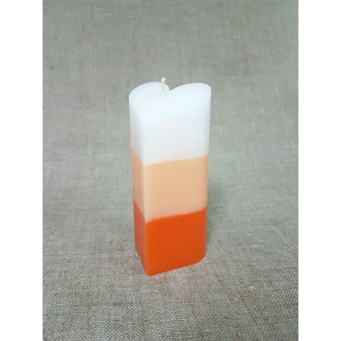 Свеча "Ручная работа" пирамида "Сердце" 68*150 полоска оранжевая