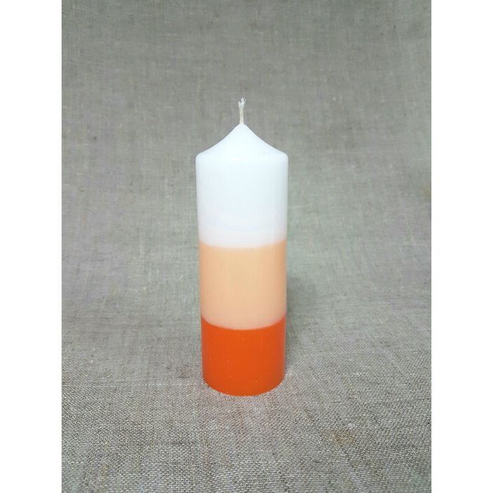 Свеча "Ручная работа" цилиндр 50*155в полоска оранжевая