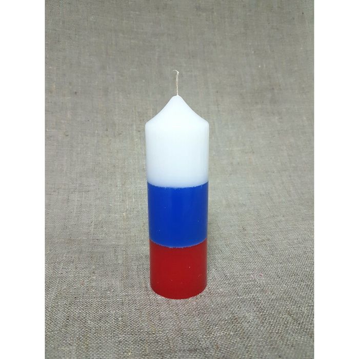Свеча "Ручная работа" цилиндр 50*155в триколор