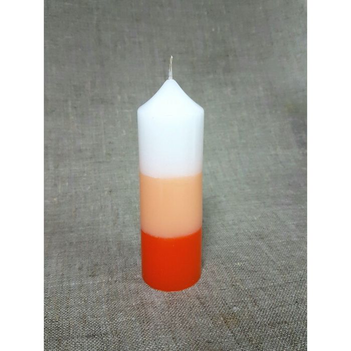 Свеча "Ручная работа" цилиндр 60*170в полоска оранжевая