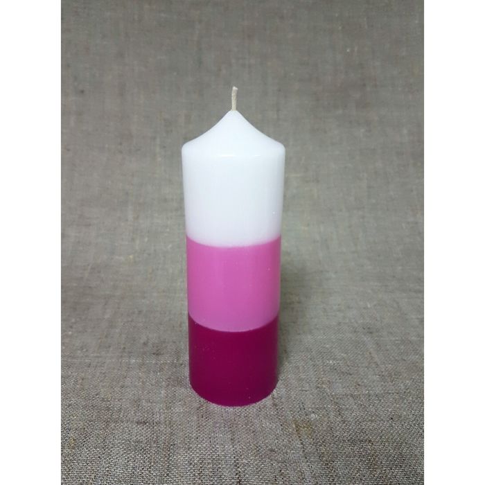 Свеча "Ручная работа" цилиндр 60*170в полоска розовая