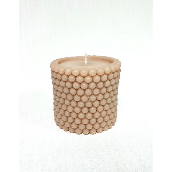 Свеча "Ручная работа" цилиндр "Жемчужный" 100*95 бежевый
